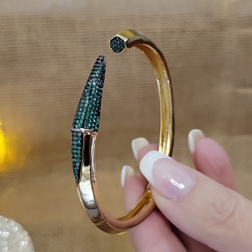 Emerald Cz Nail Hinged Bangle - image 1